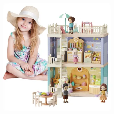 141PCS DIY Mini Kitchen Kit Children Pretend Play Girl Toy Doll House With Doll Accessories