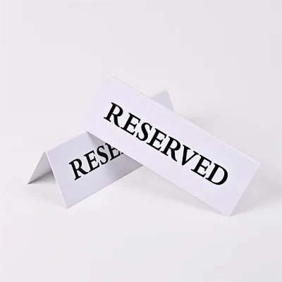 Wedding Double Sided Acrylic Table Reserved Sign Reversed Table Tent Sign Reservation Table Seat Sign for Restaurant