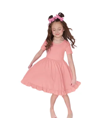 Custom Summer Casual Bamboo Satin Twirl Dress Mom Baby Girls Family Matching Animal Print Anti-Wrinkle OEKO-TEX Certified