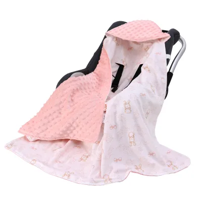 Winter Minky Dot Car Seat Blanket, Sheep Baby Swaddle for Infant Newborn, Universal Fit, 90cmx90cm