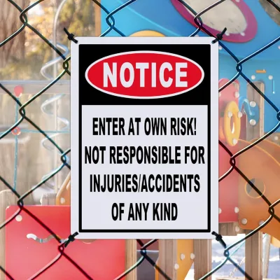 Custom Metal Notice Enter at Own Risk Sign, Caution Safety Signs, 0.6mm Aluminum Reflective Sign UV Protected and Weatherproof