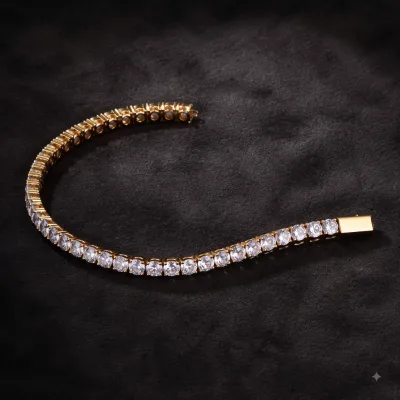 European American-style Jewelry Spring-clasp Single-row Zircon Tennis Chain Bracelet Trendy Hip-hop Unisex Bracelet Accessories