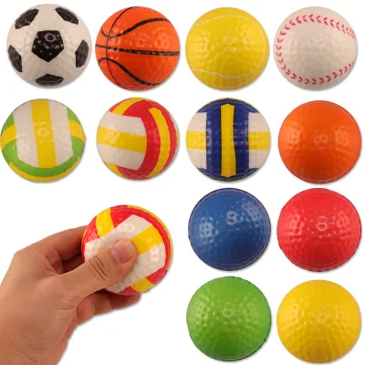 Decompression Toys Football Basketball Style 6.3 Foam Bounce Balls Full Print Golf Stress Relief Balls
