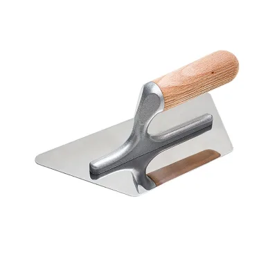 Stainless Steel Polished Trapezoid Trowel Rubber Wood Handle for Plaster Application