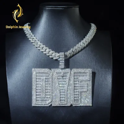 Elegant 925 Sterling Silver Men's Custom Initial Letter Pendant with Real Moissanite a Sparkling Christmas Gift for Him Perfect