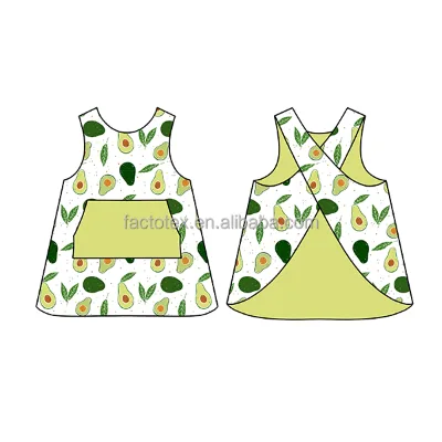 Fashionable Custom Made Japanese Style Toddler Apron Reversible Bib with a Front Pocket