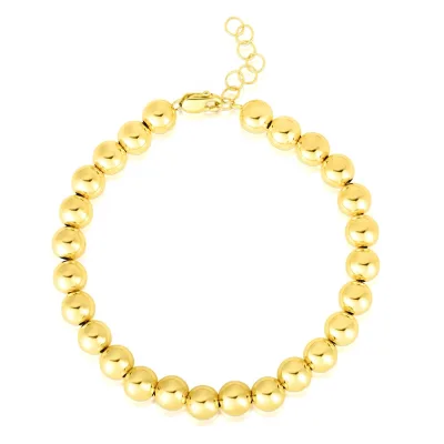Gemnel Luxury Jewelry 925 Silver 18k Yellow Gold Plated 6mm Bead Metallic Sphere Bracelet