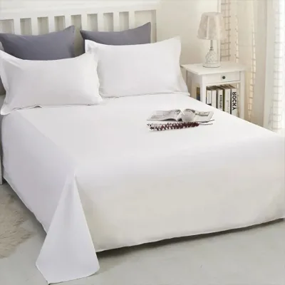 China Supplier Direct Custom Made Comfortable 100% Cotton Pure White Hotel Linen Bed Sheets for 3-5 Stars Hotel