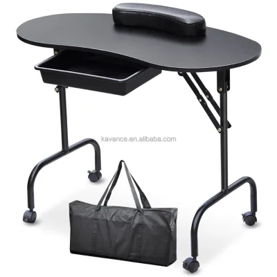 Black Nail Table Travel Nail Table Portable Nail Table with Storage