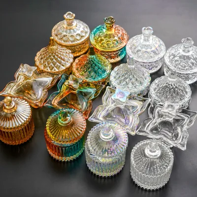 Octagonal Glass 200ml Nail Art Dappen Dish Cups With Lid Covers Acrylic Powder Liquid Crystal Cup Lid Glass Makeup Rainbow Bowls
