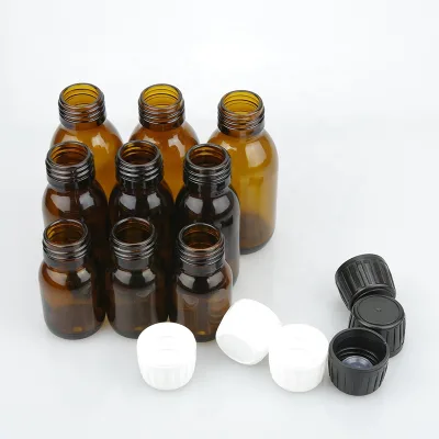 Black DIN 28mm Plastic Tamper Proof Caps PP Screw Safety Cap for Brown Pharmaceutical Bottles 30ml 60ml 100ml 250ml 500ml