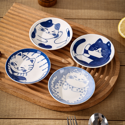 Custom Small Cat Dish Household Sauce Bowl Home Dessert Plate Seasoning Dish Ceramic Lovely Dishes