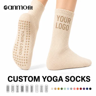High Quality Yoga Socks Anti slip Fuzzy Designer Compression Cotton Sport Women Yoga Pilates Sock for Custom Yoga Grip Socks OEM