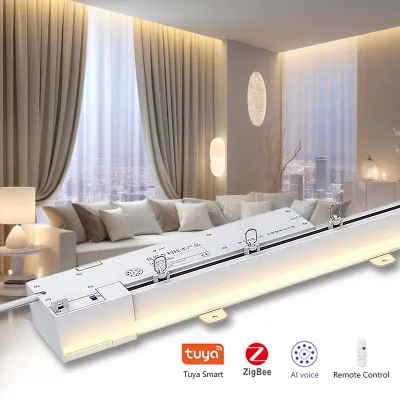 Motorized Curtain Track Electric Rail Aluminum Alloy Silent Heavy Duty LED Strip Custom Length OEM Factory Hotel Office