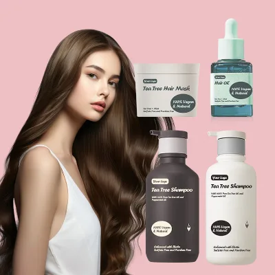 Herbal Anti-Dandruff Vegan Moisturizing Cream Shampoo & Conditioner Set with Organic Tea Tree Ingredients