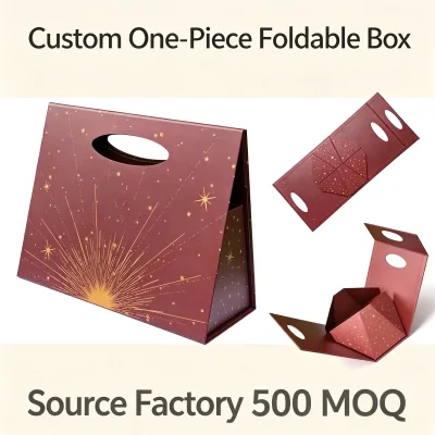 Triangle Hand-held Self-Erecting Gift Box with Matte Finish and Embossing Recyclable Customizable for Gift & Craft