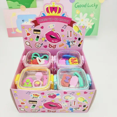 Portable Cute Lunch Box Eraser Cartoon Lightweight Stationery for Students School Office Travel Kids Gift Supply Amazing