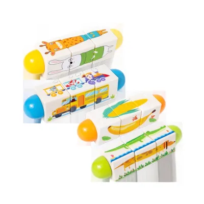CPC Baby Wooden Animal Rotating Puzzle Blocks Montessori Twisting Cubes Children Educational Grasp Building Block Wooden Toys