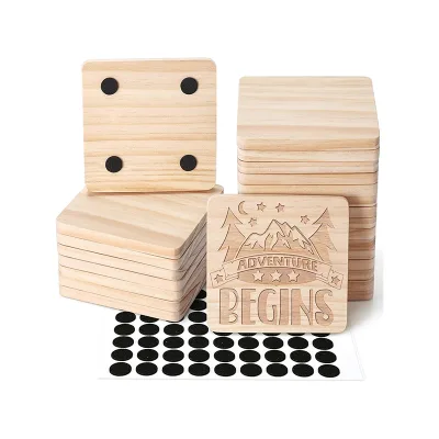 Laser Engraving Square Wood Carved Coasters Wood Tea Coaster Wood Drink Glass Coasters
