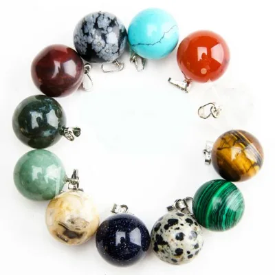 14mm Natural Quartz Crystal Roundness Pendants Crystal Quartz Pendants Roundness Shape Necklace