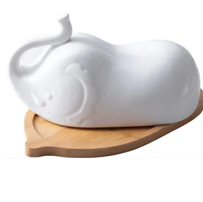 Hot Sale Elephant Butter Dish Ceramic Butter Dish with Cover  Butter Container