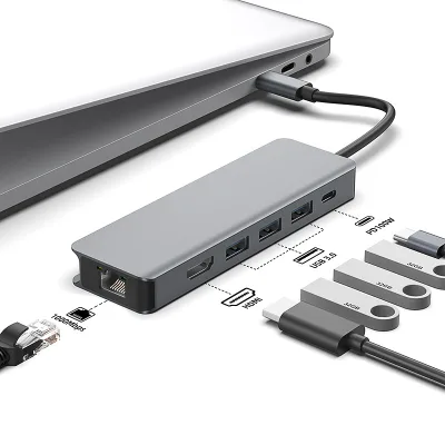 All-In-One 3.0 USB Gigabit Network Port HD 4K Docking Station for Notebook Multi-Function HD Type-C Aluminium Alloy Stock