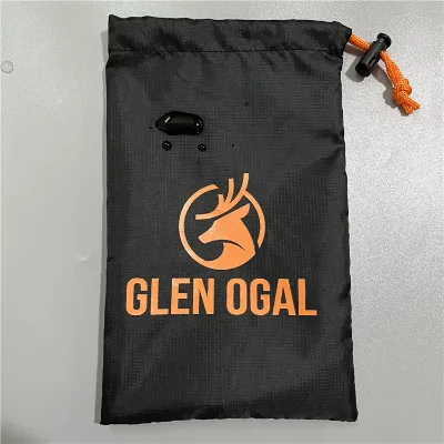 Custom Logo OEM Printing Small Black Waterproof Polyester Fabric Single Drawstring Dust Protection Bag Textile Packaging Pouch