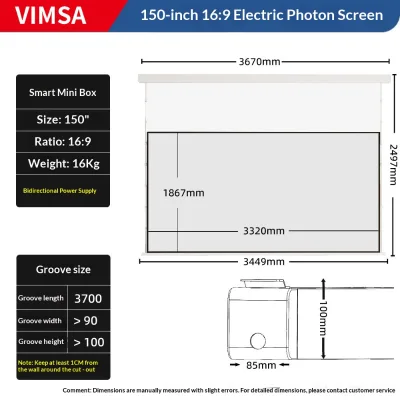 150-inch Hidden Wire PVC Screen Ultra-High-Definition 16:9 Customizable Screen Ranging 100-300 Inches Extremely Affordable