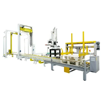 Automatic Pallet Packing Line Palletizer Strapping and Wrapping System