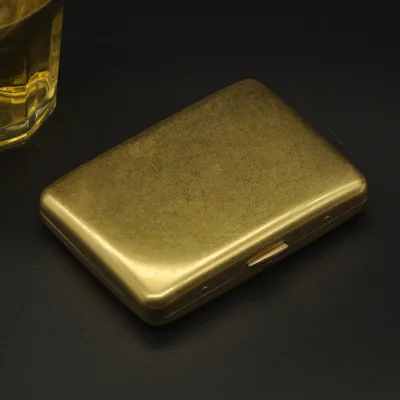 16-Pack Gold Copper Cigarette Case Compact Portable Metal Clip Thin Lock Closure Durable Smoke Control Personalized Square