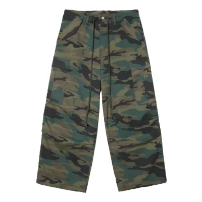 Men's Baggy Camo Cargo Pants Multi Utility Pocket Waist Drawstring Sturdy Woven Casual Style Comfort Custom Factory