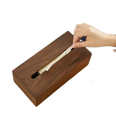 Vintage Style Home Accessories Polished Wooden Tissue Box and Jewelry Storage Box with Sliding Interior Accessory
