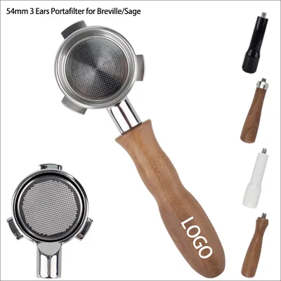 Full 304 Stainless Steel Heavy Weight Portafilter Head 2 Cups Basket Various Handles 54mm Replaceable Bottomless Portafilter