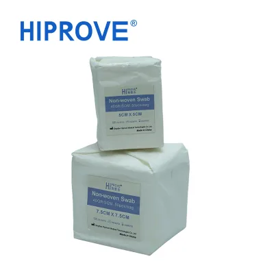 Customized HIPROVE Medical Disposable Surgical Non-sterile CE Certified Class I 7.5*7.5cm 10*10cm 15*15cm White Non-woven Swab