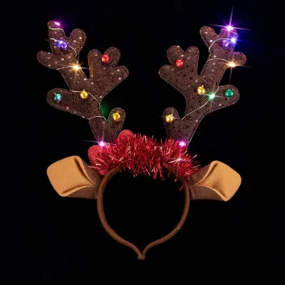 Cross-Mirror Sequin Resin Antlers Cool Laisite Glowing Animal & Nature Theme Christmas Costume Reindeer Headband Hairband