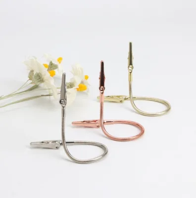 Fast Shipping Lacquer Gold Rose Gold Metal Wire Rope Clip Sign Holder Clip Flexible Tube Twin Clips