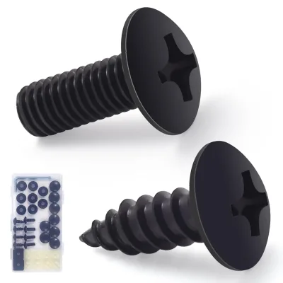Updated Bolts Premium Black License Plate Screw Kit Rustproof Stainless Steel Screws Car License Plate Frames Screws Metric