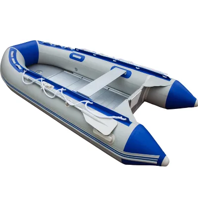 High Quality PVC Rubber Assault Boat 230cm Inflatable Boat 1.2mm 4 Person V Shape Keel Aluminum Bottom Speed Rescue Lifeboat