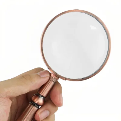 Hand Held Copper Magnifying Glass, 6x Optical Glass Reading Archaeology Full Metal HD 75mm Magnifying Glass