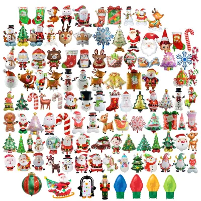 New Christ-mas Cartoon Aluminum Foil Balloons Christmas Tree Snowflakes Christmas Eve Party Balloons Wholesale