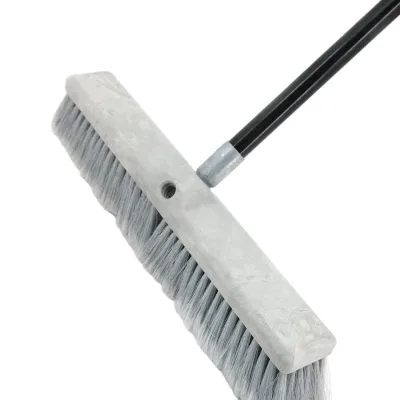 EAST ES9837 Gray Long Handle 140cm Iron Coated Push Broom for Bathroom Tile & Outdoor Floor Cleaning