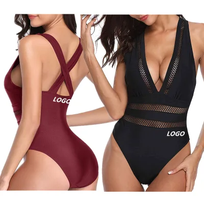 Women New Design Sexy V-neck Swimwear Bikini Bandeau Swimsuit Mini Micro Beachwear Hollow Out One Piece Swimwear for Summer