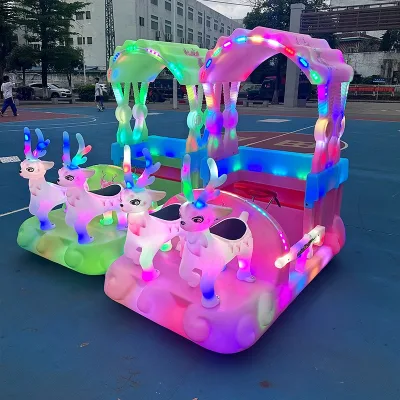 Factory Delivers 4-seat Riding Toys Large Battery Amusement Car New Night Market square Children's Electric Animal Timing Car