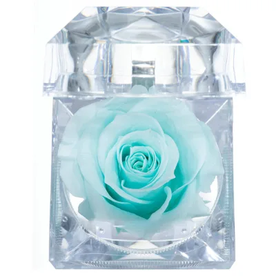 NUNION Real Preserved Fresh Flower Clear Acrylic Crystal Ring Box Transparent Flower Box Romantic Gift for Mother's Day Mom