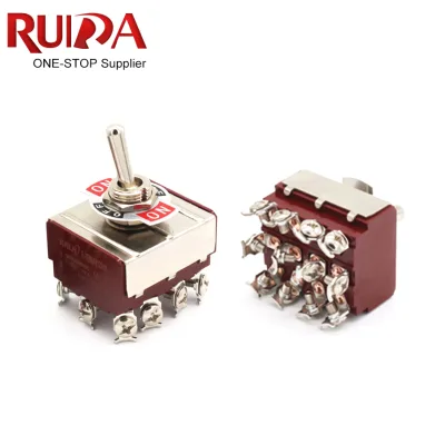 E-TEN(A)12210 E-TEN(A)12310 4PDT 12MM 16A 250VAC on OFF on 4 Position Toggle Switch with 12 Screws Terminal