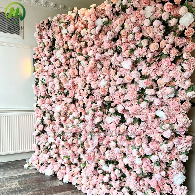 Customized Artificial Flower Backdrop Panel Silk Artificial Rose Flower Wall High Simulation Flower Mat for Wedding Party