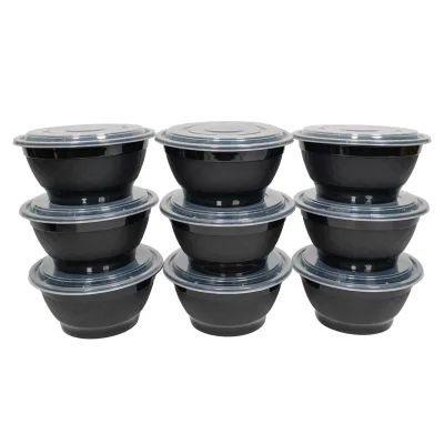 Plastic Reusable PP Black Hot Food Food Box with Lid