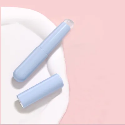 Hot Sale Portable Silicone Head Lip Brush Manufacture Light Blue Handle Transparent Silicone Head Private logo Makeup Lip Brush