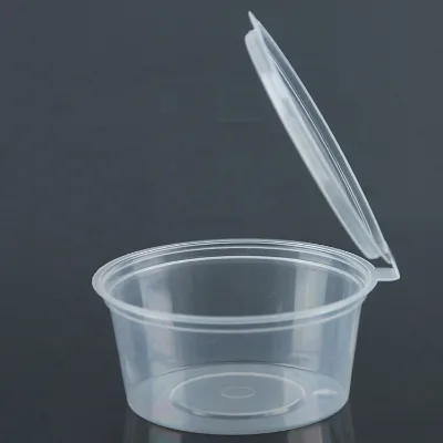 Disposable Pp Plastic Transparent 3Oz Deli Sauce Cup With Hinged Lid