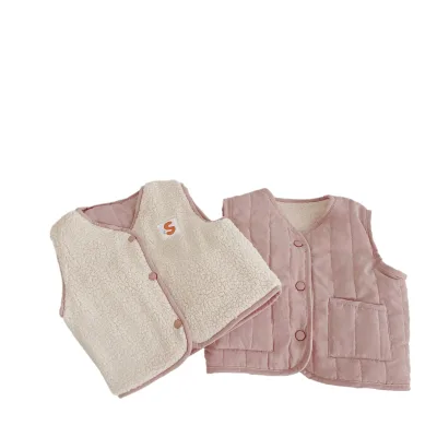 Kids Vest Jacket Reversible Kids Vest for Boys Korean Style Fleece Single Breasted Kids Vest